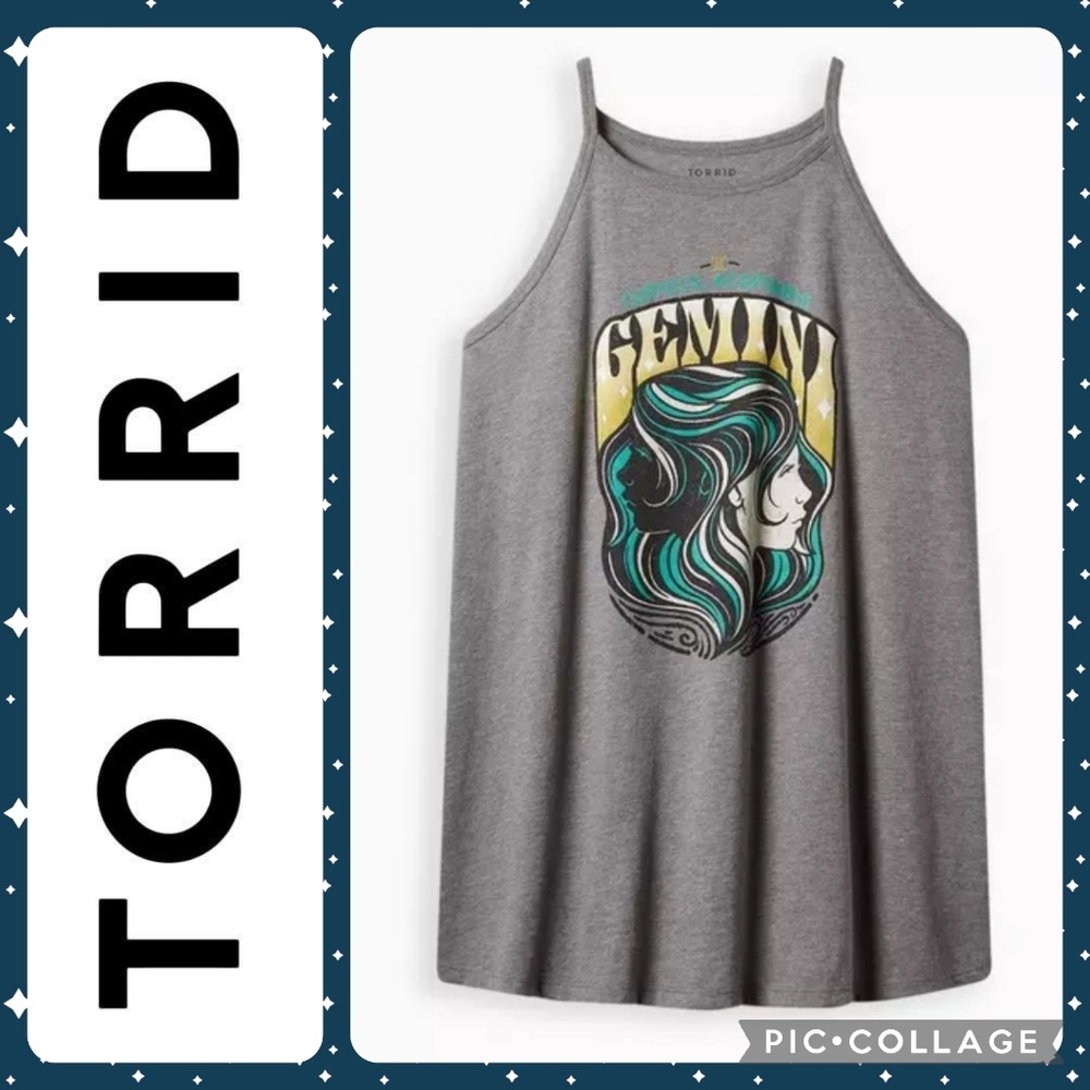 Torrid 2X Graphic Classic Fit Signature Jersey Hi Neck Tank – Gemini Grey